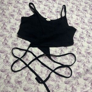 🍄Garage Black Ribbed Tank Top